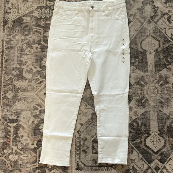 AE Ne(x)t Level Highest Rise Jegging Crop Raw Hem white jeans size 18 NWT - Picture 3 of 8